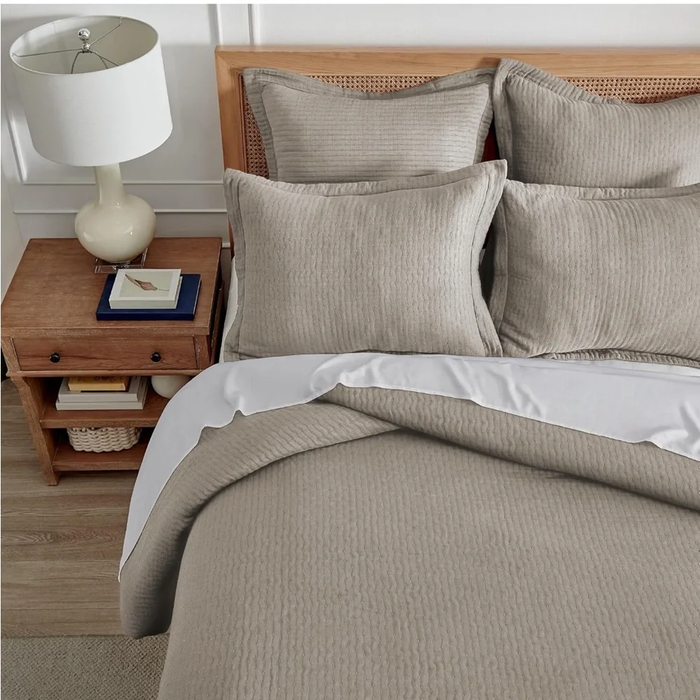 Levtex Home Reede Muslin Cream Duvet Cover Set with Shams King